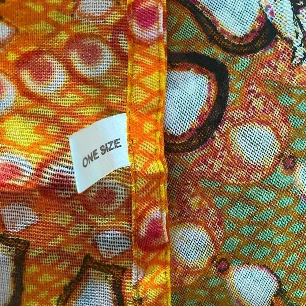Boho Animal Print Multicolored Flowy Lightweight Kaftan Beach Coverup One Size - Picture 7 of 8